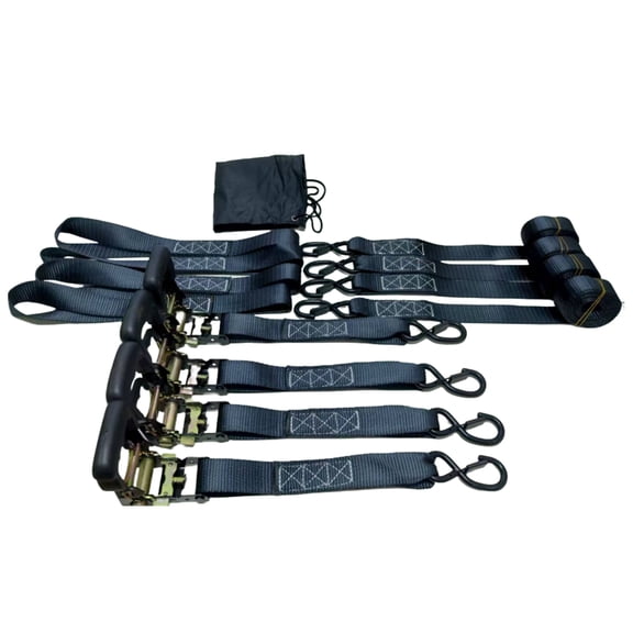 Industrial Strength Ratchet Straps With Soft Loop Connector 2200Lbs Load Compact Storage For Boats Trailers