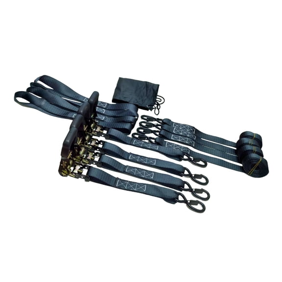 Industrial Strength Ratchet Straps With Soft Loop Connector 2200Lbs Load Compact Storage For Boats Trailers