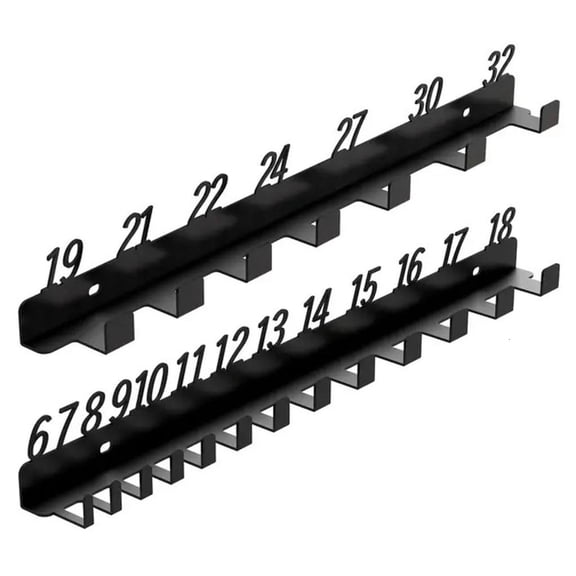 Industrial Strength Wrench Storage Rack Numbered Wall Mounted Slots Metal Design