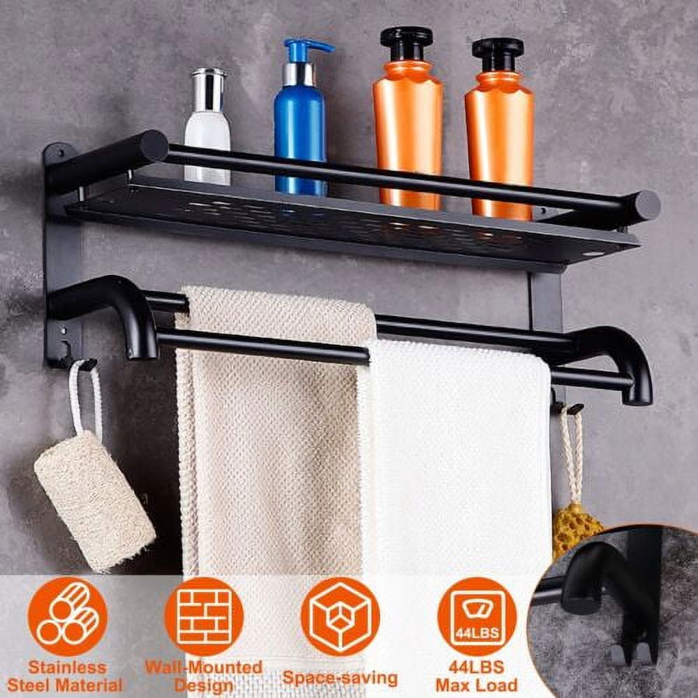Industrial Style 2 Tier Towel Rack Wall Mounted Storage Shelves Kicthen Bathroom - Walmart.com