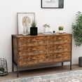 thumbnail image 1 of Industrial Style 6 Drawer Double Dresser,Rustic Brown Wood Storage Dresser Clothes Organizer with Sturdy Steel Frame, Chest with 6 Drawer, Storage Cabinet for Bedroom, Living Room, 1 of 10