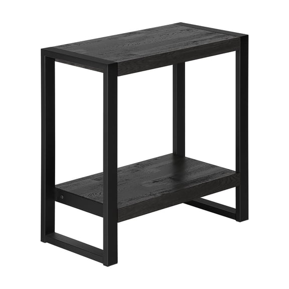 Industrial Style Accent Table & Nightstand Black Reclaimed Wood Look and Metal Legs Versatile Side Table for Living Room or Bedroom