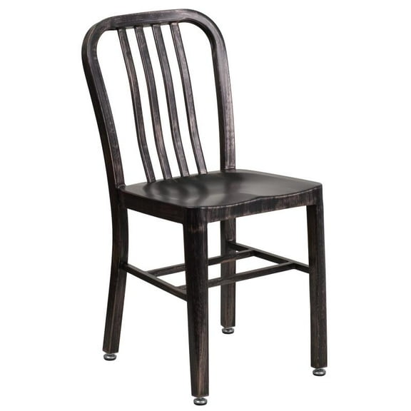 Industrial Style Black-Antique Gold Metal Restaurant Dining Chair For Indoor or Outdoor Use - Cafe Style Metal Chair