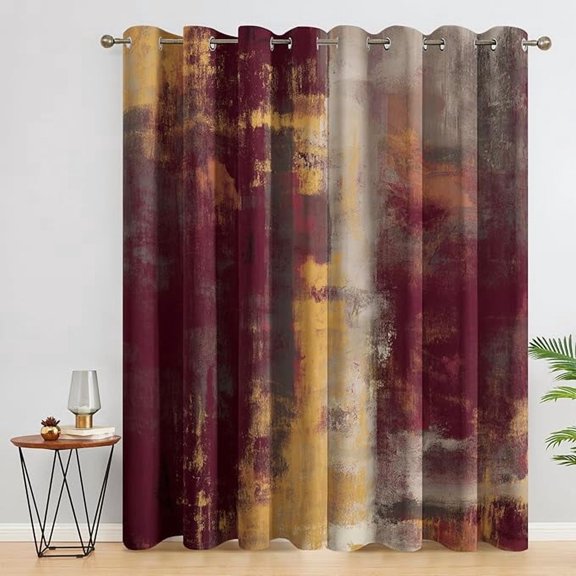 Industrial Style Blackout Curtains, Rusty Red Burgundy Abstract Curtains for Bedroom Living Room Kitchen Window, Industrial Style Home Decor Drapes 53"W x 84"L (Pack of 2)