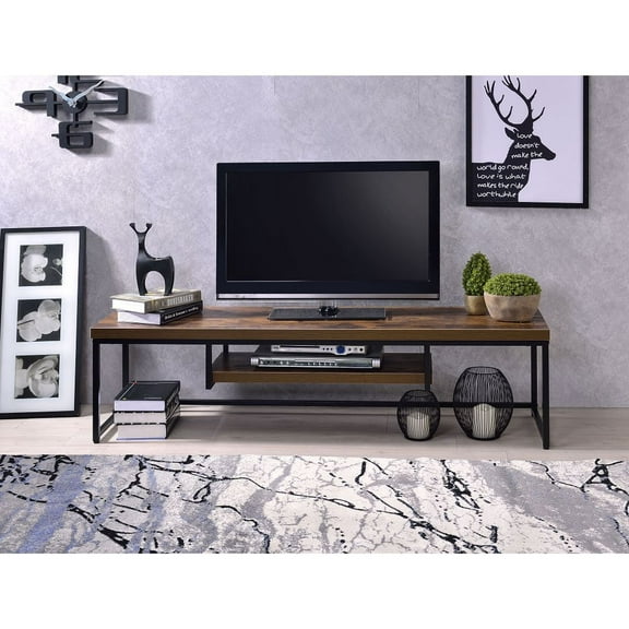 Industrial Style Bob TV Stand, Weathered Oak & Black Metal