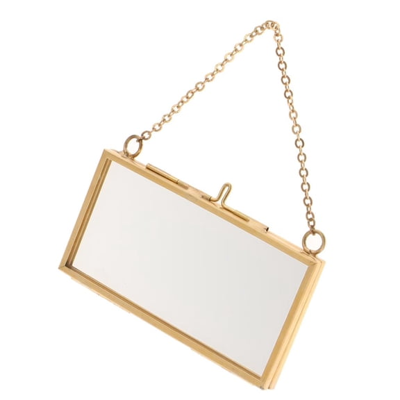 Industrial Style Double Sided Glass Hanging Photo Frame Portrait Display Frame Holder - A 10x5cm