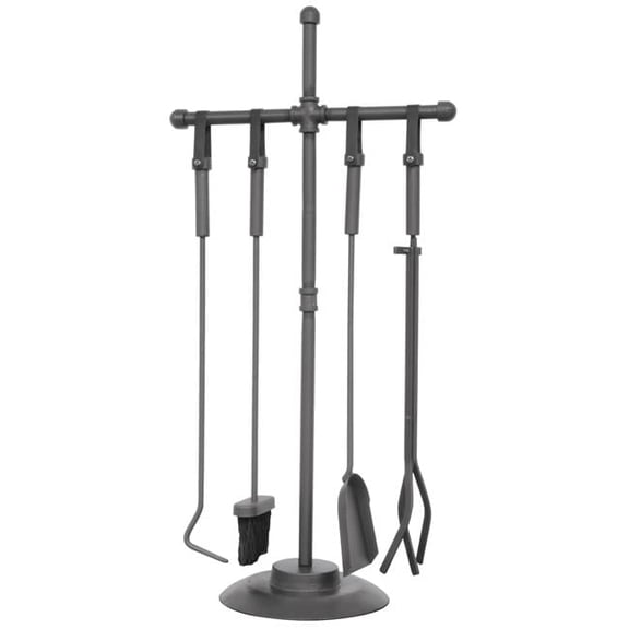 Industrial Style Fireset with Leather Strap Handles - 5 Piece