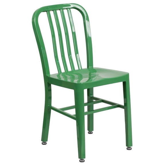 Industrial Style Green Metal Restaurant Dining Chair For Indoor or Outdoor Use - Cafe Style Metal Chair