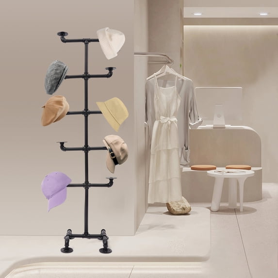 Industrial Style Hat Stand, Hat Storage Display Holder, Hat Display Rack Black 17.3*61in