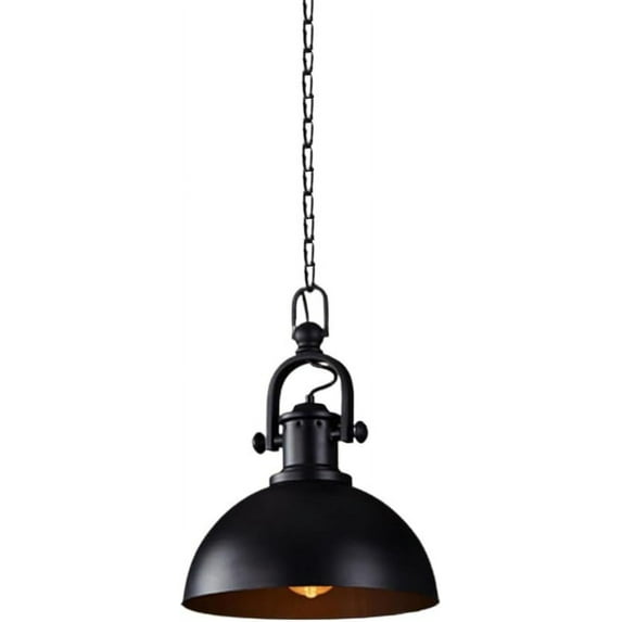 Industrial Style Iron Pendant Light Fixture for Kitchen Island, Semicircle Vintage American Metal Pendant Lighting for Shop, Rustic Farmhouse Pendant Lamp, Retro Pendant Light for Dining Room