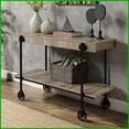 thumbnail image 1 of Industrial Style Living Room Coffee Table - Natural Slat Design with Open Storage Shelf, 1 of 11