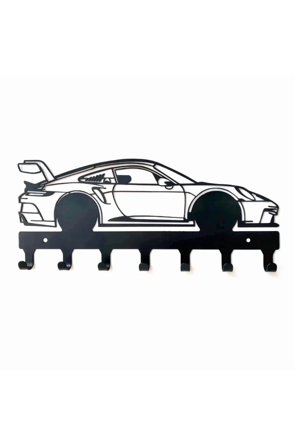 Industrial Style Metal Car Key Holder Wall Mount with Modern Aesthetic Multifunctional Keychain Rings for Home Decor