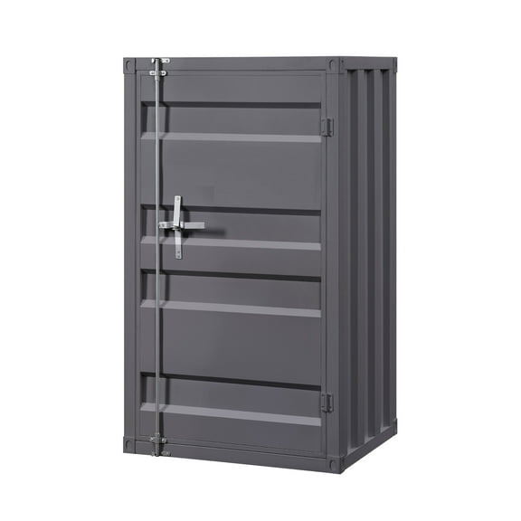 Benjara Industrial Style Metal Chest with Recessed Door Front, Gray