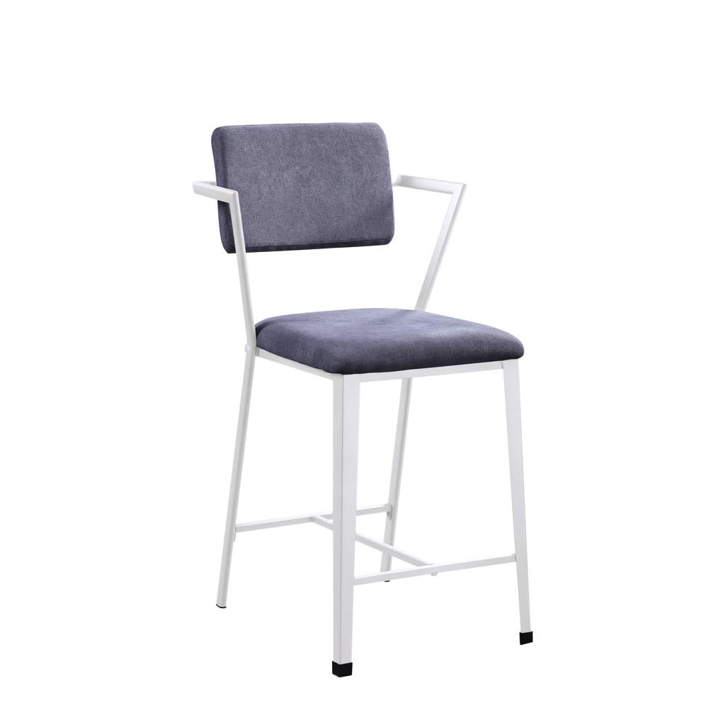 Saltoro Sherpi Industrial Gray Fabric & White Metal Counter Height Chair, Set of 2