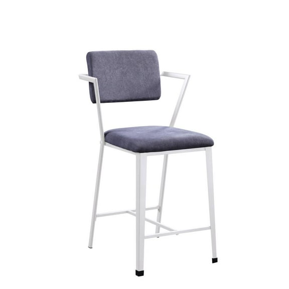 Acme Furniture Cargo Counter Height Chair (Set-2), Gray Fabric & White (2Pc/1Ctn)