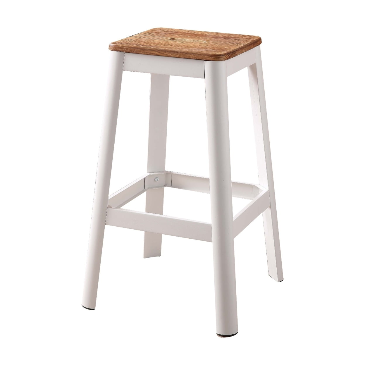 Industrial Style Metal Frame and Wooden Bar Stool Brown and White Saltoro Sherpi