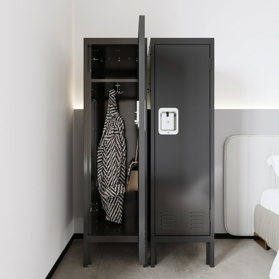 Industrial Style Metal Locker - Grey, 54"h With Easy Assembly Instructions For Bedroom, Living Room, Gym, , Factory, Office, Storage Room Grey Cabinet Large Capacity For Gym Members' Items Hospital