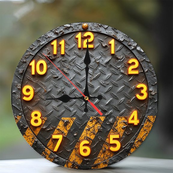 Industrial Style Metal Wall Clock Vintage Decor 10-Inch Silent Wooden Wall Clock, Battery Operated (AA Batteries Not Included), Artistic Home Decor