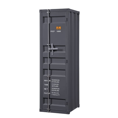 Industrial Style Metal Wardrobe with Recessed Door Front Gray - Saltoro Sherpi