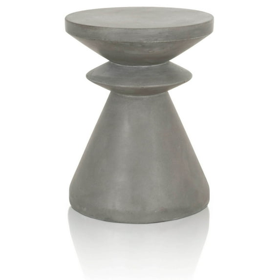Industrial Style Pawn Shape Concrete Accent Table, Gray- Saltoro Sherpi