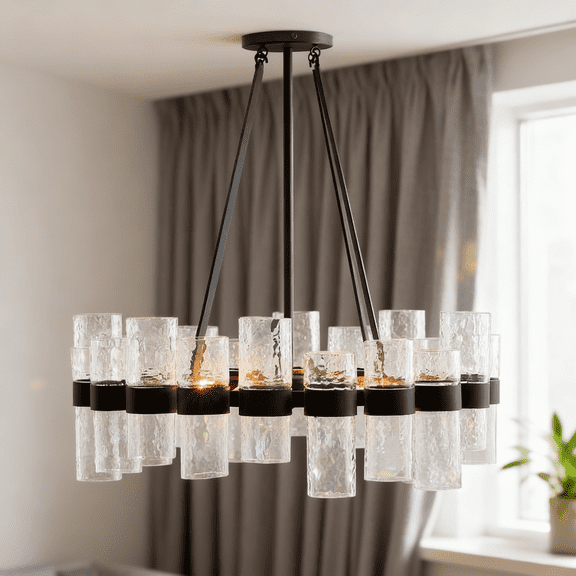 Industrial Style Recycled Tube Glass Chandelier , Dinning Room Chandelier , Living Room Chandlier