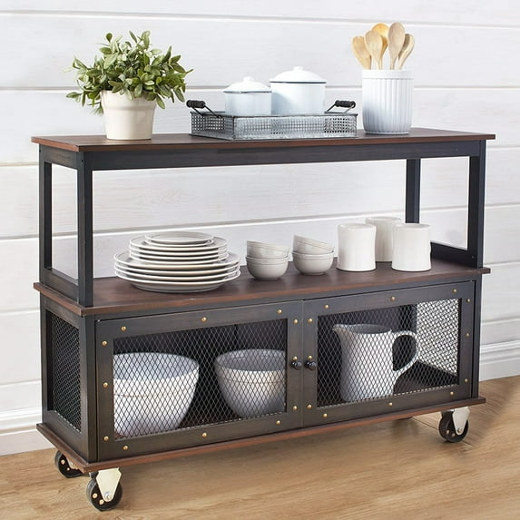 Industrial Rolling Buffet Serving Cart - Kitchen or Bar