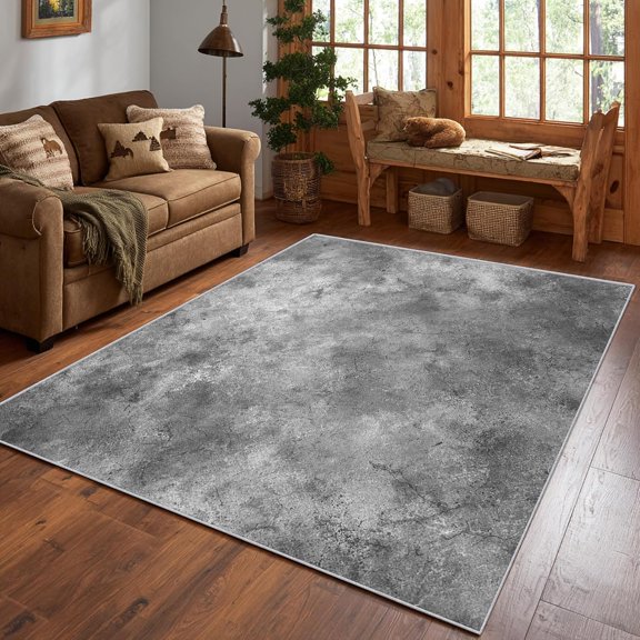 Industrial Style Rugs for Bedroom - Man Cave Rug, Gray Abstract Distressed Area Rugs, Concrete Texture Carpet, Washable & Non Slip & Soft Large Floor Mats Home Decor 4x5ft