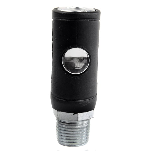 Industrial Style Safety Air Plug Coupler 1/4" Body 1/2" MNPT Push Button Release