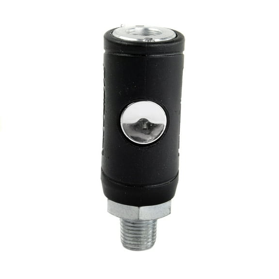 Industrial Style Safety Air Plug Coupler 1/4" Body 1/4" MNPT Push Button Release