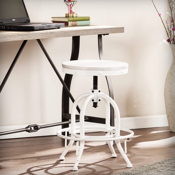 Industrial Style White Stool / Adaptable for Casual Seating