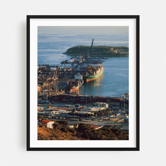 Industrial Sunset _ 02 - Perama Greece Photography Harbor Port Maritime Seascape Nautical Industrial Black Framed Wall Art Print 6 x 8 inches