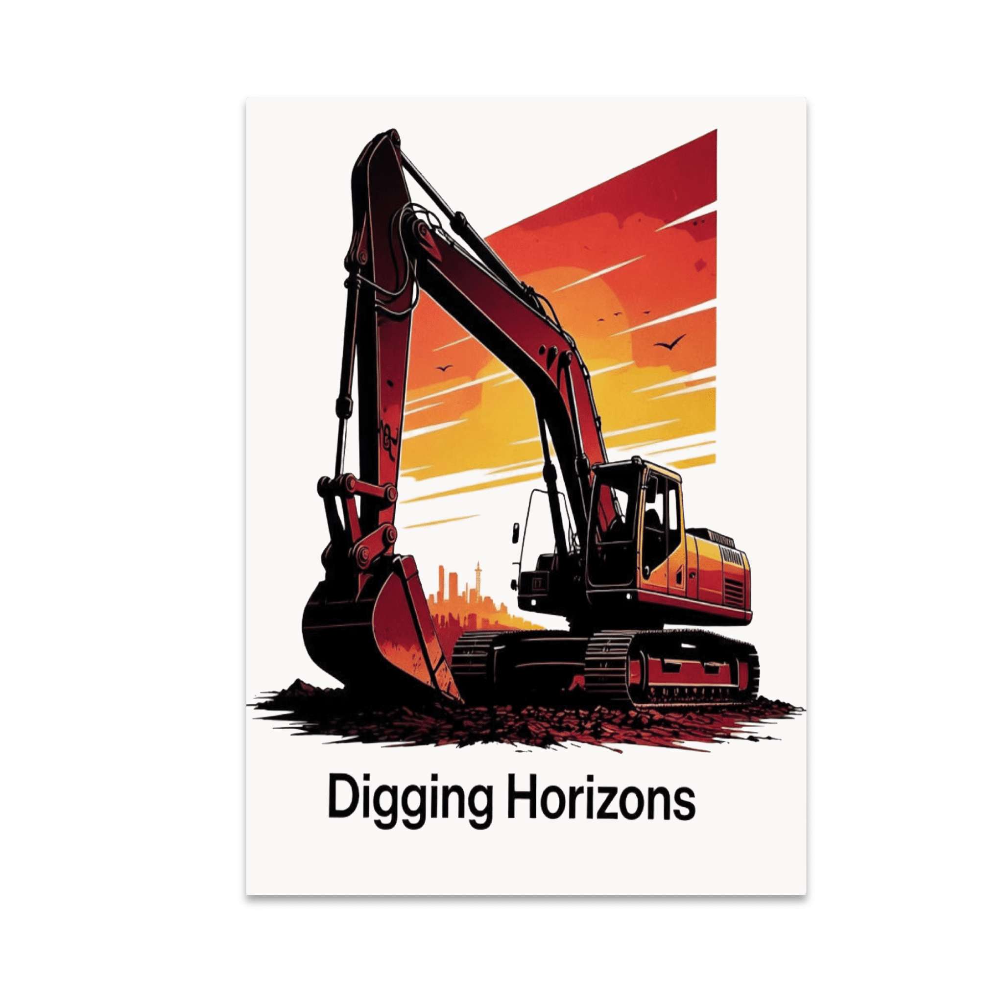 Industrial Sunset Excavator Art - Excavation Operator - 13x19 Poster ...