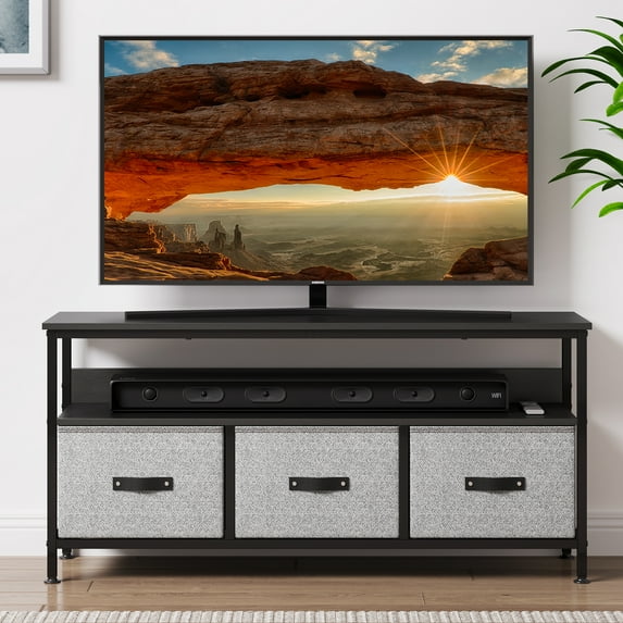 Industrial TV Stand, Entertainment Center with Storage, 47.2"W TV Stand for Bedroom, Small TV Stand Dresser with Drawers and Shelves, TV & Media Console Table Furniture for Living Room