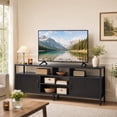 thumbnail image 1 of Industrial TV Stand for 55"/60"/65" Inch TVs with Adjustable Shelf, Entertainment Centre with 2 Door & Open Shelf,Black, 1 of 9