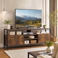 thumbnail image 1 of Industrial TV Stand for 55"/60"/65" Inch TVs with Adjustable Shelf, Entertainment Centre with 2 Door & Open Shelf, Rustic Brown, 1 of 10