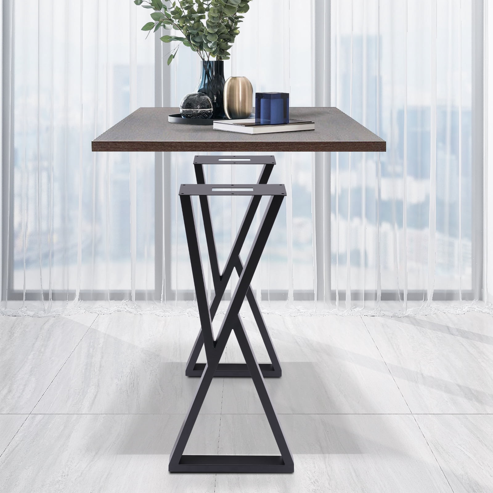 Industrial Table Legs 32 Inch, Set of 2 Black Steel DIY Furniture Legs ...