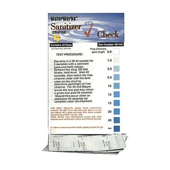 Industrial Test Systems Test Strip,Chlorine Sanitizer Check,PK30 481130