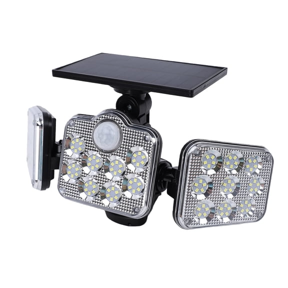 Industrial Tools 3-Head LED Solar Light, Outdoor Motion Sensor Security Light, 270 Wide Angle Solar Wall Light with Remote Control for Garden Backyard Fence Pool Lighting