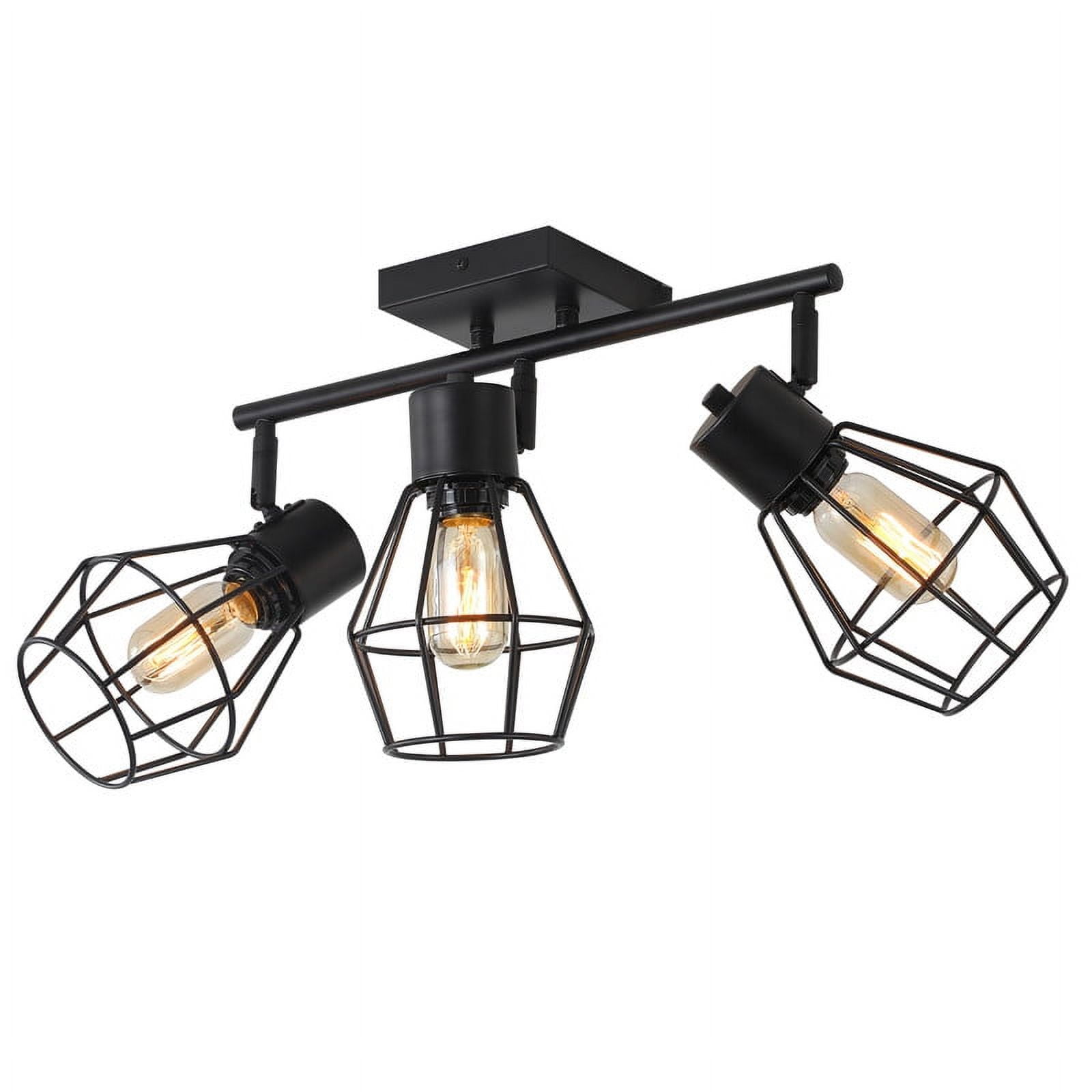 Industrial Track Lighting 3 Light,Black Flush Mount Ceiling Light