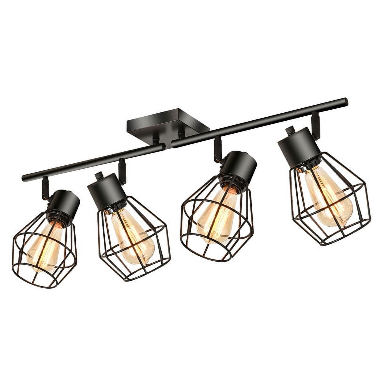 Industrial Track Lighting 4 Light,Black Flush Mount Ceiling Light