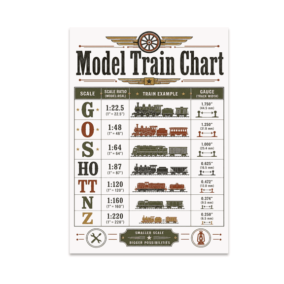 Industrial Train Scale Chart - Model Train Enthusiast - 13x19 Poster Print