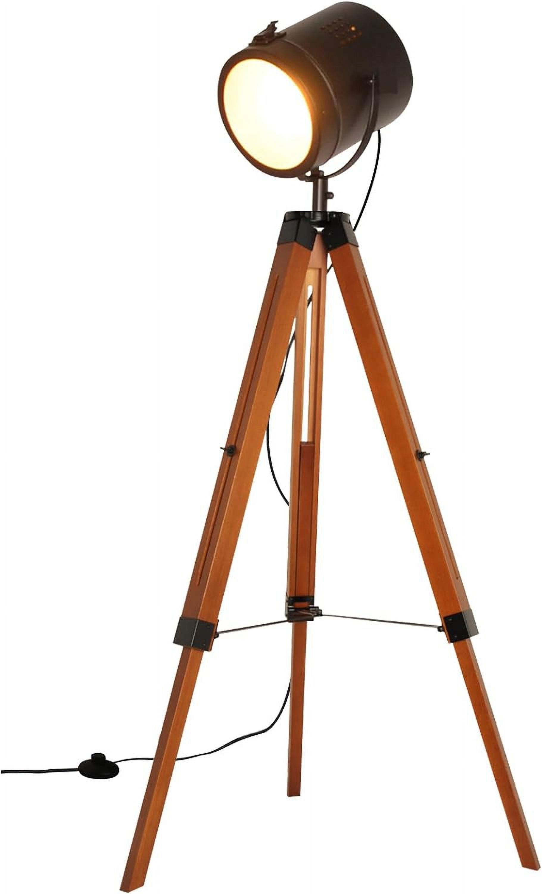 Industrial Tripod Round Floor Lamp for Living Room, Contemporary