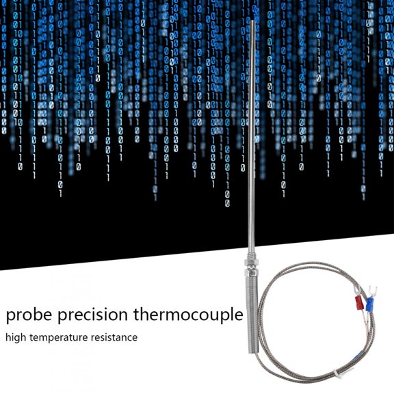 Industrial Type K Thermocouple Probe 7.9 inches / 200 mm High Temperature Sensor M8 Thread Cable, 3.28 ft / 1 m