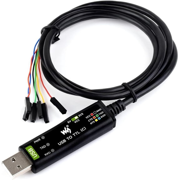Industrial USB to TTL 6pin Serial Adapter Cable, USB to TTL (C) Converter Onboard FT232RNL Chip,Compatible with Win11/10/8.1/8/7,Mac, Linux, Android,3.3V/5V Voltage Level Switching
