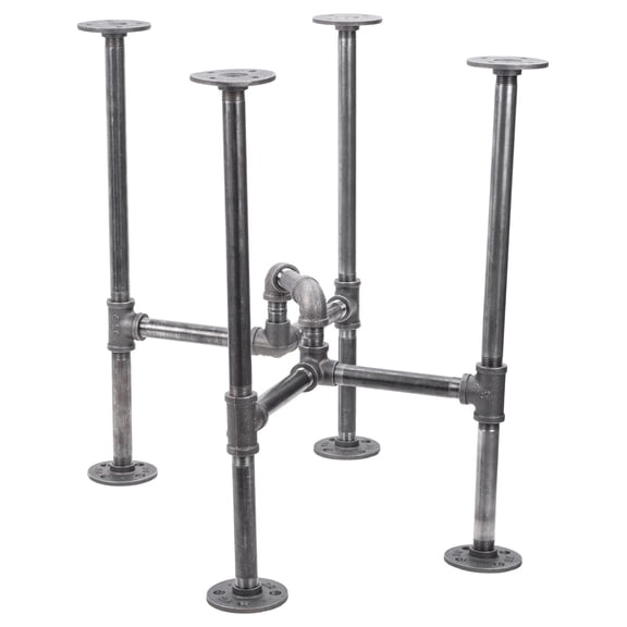Industrial Underpass End Table Leg Set Dark Grey/Black Steel Metal Pipes by Pipe Decor