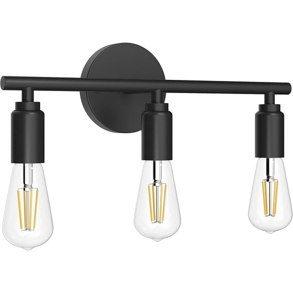 Industrial Vanity Light Fixture,3-Light Matte Black Bathroom Wall Sconce Lighting(Bulb not Include)