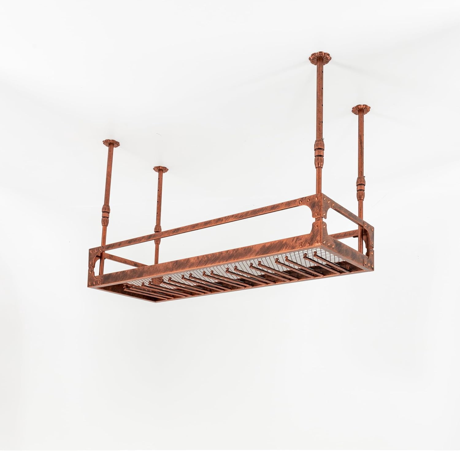 Industrial Vintage Bar Floating Shelf, Ceiling Mounted Liftable Hanging ...