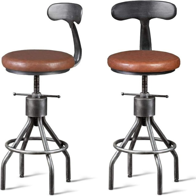 Industrial Vintage Bar Stool Kitchen Counter Height Adjustable Pipe