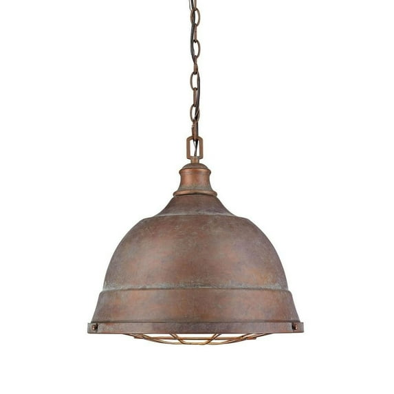 Industrial Vintage Inspired 2-Light Large Pendant in Black Patina with Rustic Pendant Bowl 16.5 inches W X 15.88 inches H-Copper Patina Finish Bailey