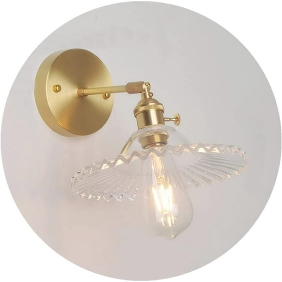 Industrial Vintage Modern Edison Wall Light Sconce E27 Wall Lamp with Brass Lamp Holder Up& Down Lighting Direction Glass Lampshade for Bedroom Loft Living Room Kitchen,Transparent Color